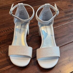 Christie Hill White Glitter Kids Dress Shoes